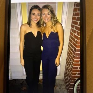 Navy strapless jumpsuit